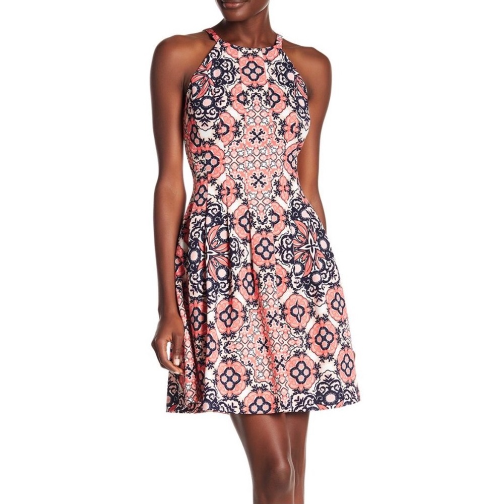 Vince camuto womens pink/blue floral dress size 14